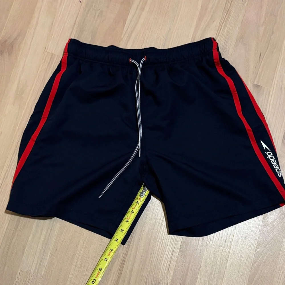 Speedo Men's Athletic Shorts in Dark Navy with Red Accents